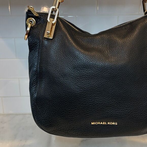 Michael Kors Purse Handbag Leather Brooke Pebbled Gold Chain Shoulder Bag - Picture 2 of 16